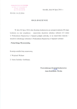 Treść ogłoszenia - Prokuratura Okręgowa w Suwałkach