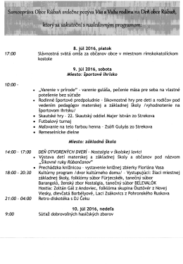 Page 1 rdečné 8. júl 2016, piatok 17:00 Slávnostná svätá omša za