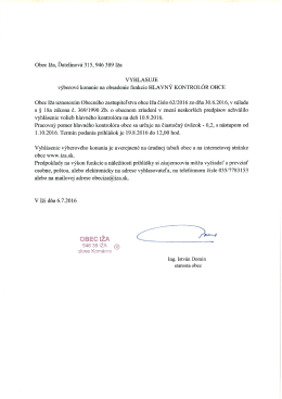 Výberové konania na funkciu hlavný kontrolór obce08.07.2016