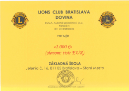 Page 1 LIONS CLUB BRATISLAVA DOVINA 4. SOGA, AUkčn&oacute;