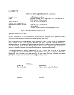 2009 ve sonraki yıllarla ilgili Kar Dağıtım Politikası