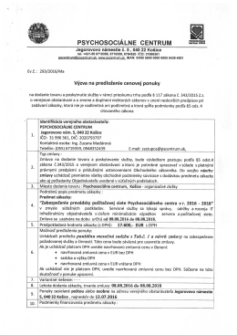 v súťažných podkladoch - Psychosociálne centrum Košice