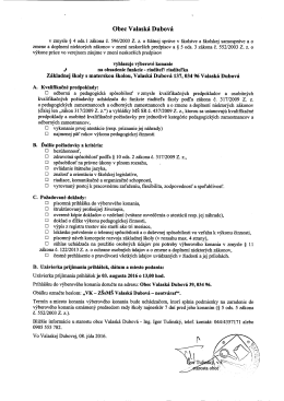 výberové konanie na riaditeľa ZŠ s MŠ