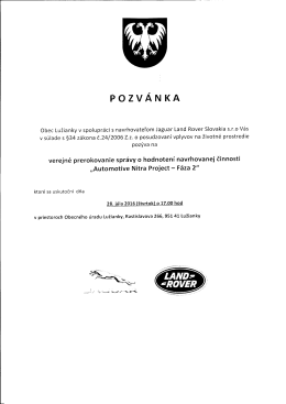 Pozvanka - Lužianky