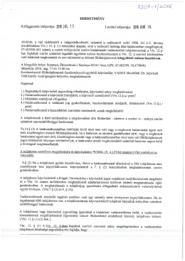 vadex zrt. közgyűlés – kialakítandó vadászterület