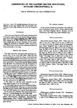 Page 1 cADDISFLIES OF THE EASTERN MECSEK MOUNTAINS