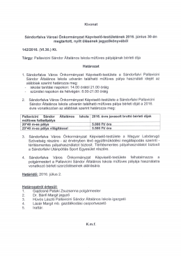 Page 1 Kivonat Sándorfalva Városi Önkormányzat Képviselő