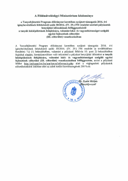 Page 1 A Földművelésügyi Minisztérium közleménye a