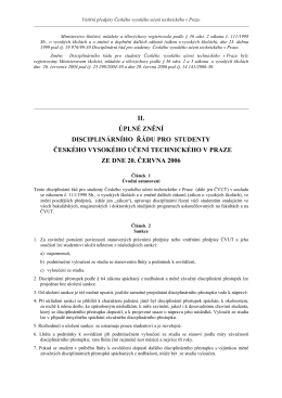 Disciplinární řád pro studenty ČVUT (ze dne 20. června 2006)