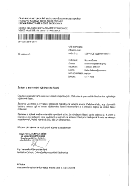 Zveřejnění výběrového řízení na prodej majetku ve