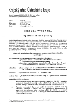 stanoven&iacute; přechodn&eacute; &uacute;pravy provozu na pozemn&iacute;ch komunikac&iacute;ch