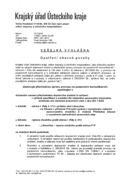 stanoven&iacute; přechodn&eacute; &uacute;pravy provozu na pozemn&iacute;ch komunikac&iacute;ch