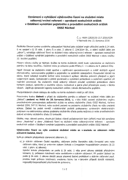 Page 1 Oznámení o vyhlášení výběrového řízení na služební místo
