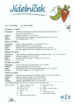 J&iacute;deln&iacute;ček na 11.7. - 15.7.2016