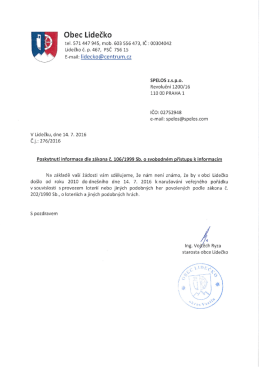 Poskytnutí informace – obec Lidečko