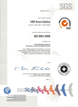 certifikát iso 9001 - VSP