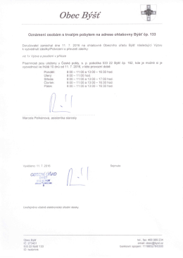 Oznámení o uložení písemnosti do 26. 7. 2016