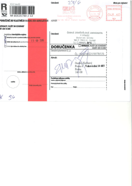 Page 1 16500 Praha 620 0des&iacute;latel: 2 ^# Ř M&iacute;sto pro v&yacute;platn&eacute;