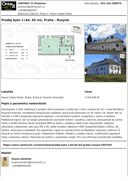 Prodej bytu 1+kk, 65 m2, Praha - Ruzyně.