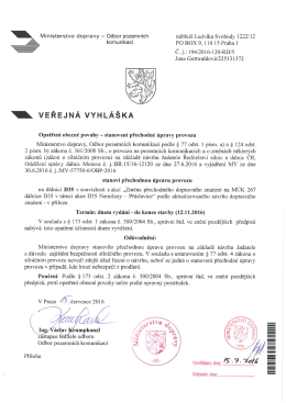 Stanoven&iacute; přechodn&eacute; &uacute;pravy provozu na d&aacute;lnici D35 č. j. 194/2016