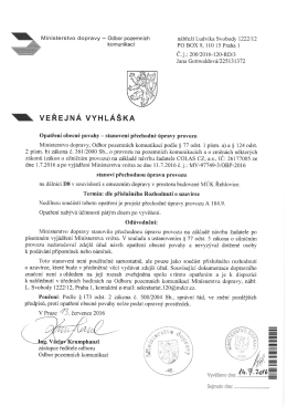 Stanoven&iacute; přechodn&eacute; &uacute;pravy provozu na d&aacute;lnici D8 č. j. 200/2016