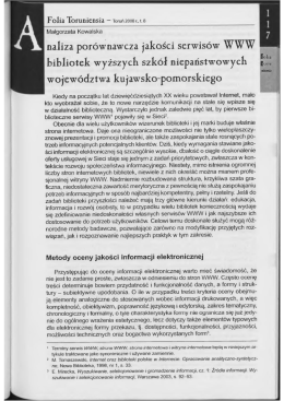 Analiza porównawcza jakości serwisów WWW bibliotek wyższych