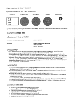 Ogłoszenia o naborze na stanowisko starszy specjalista w