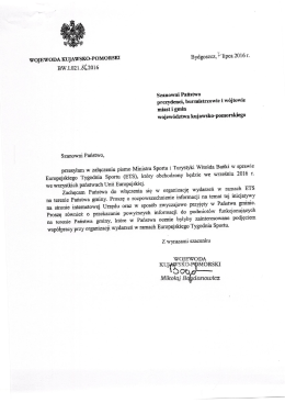 Pismo Ministra Sportu i Turystyki