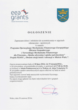 Zobacz -> Harmonogram. - Otwarte Strefy Rekreacji