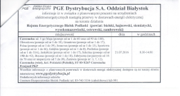 PGE Dystrybucja S.A. Oddział Białystok informuje iż w