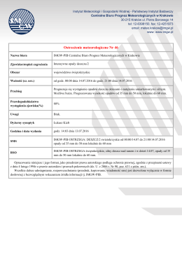 Ostrzeżenie meteorologiczne Nr 46