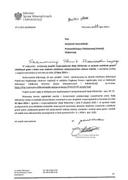 Pismo kierujące projekt do Państwowej Komisji Wyborczej