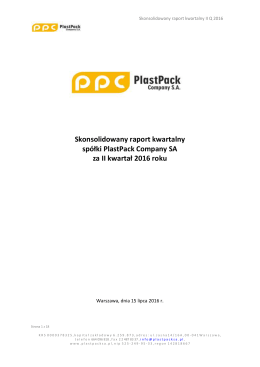 Skonsolidowany raport kwartalny spółki PlastPack