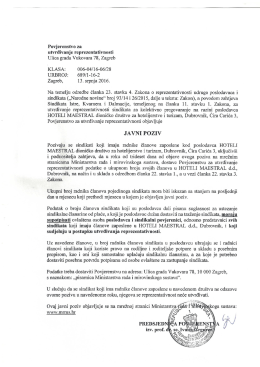 Javni poziv sindikatima koji imaju radnike članove zaposlene u