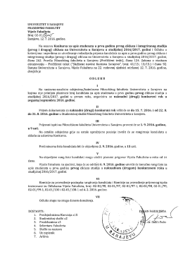Page 1 UNIVERZITET U SARAJEVU FILOZOFSKI FAKULTET Vijeće