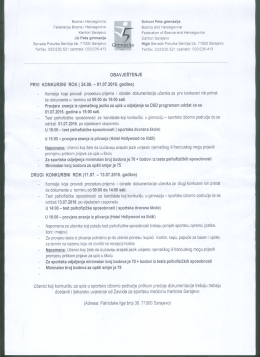 Obavje&scaron;tenje o upisu učenika u I razred JU Pete