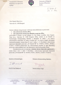 Strucno mi&scaron;ljenje farmacetskog fakulteta iz Beograda