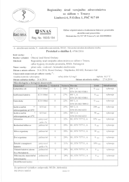 Protokol o skúške - rozbor vody v m. č. Majdánske