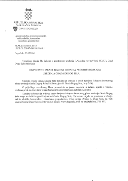 Obavijest o izradi IZMJENA I DOPUNA