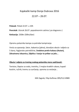 Kajakaški kamp Donja Dubrava 2016 22.07 – 26.07.
