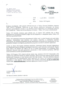 türkiye 100 programı hk. - Eskişehir Ticaret Odası