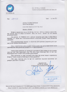 60 Ton 2016 Yılı Mahsul&uuml; Nat&uuml;rel Tiftik Satışı