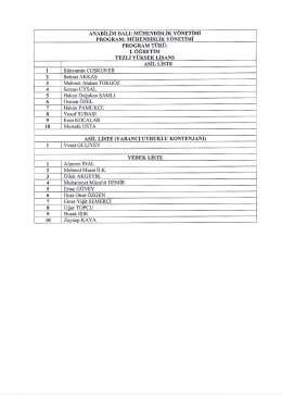 Mühendislik Yönetimi Tezli Yüksek Lisans Programı