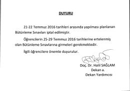 B&uuml;t&uuml;nleme İptal Duyurusu