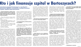 Kto i jak finansuje szpital w Bartoszycach?