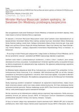 Minister Mariusz Błaszczak: jestem spokojny, że Światowe Dni