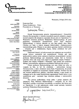 Treść listu - Otwarta Rzeczpospolita