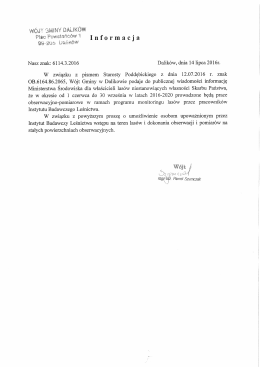 Page 1 wÓJT GMINY BALIKÓW Nasz znak: 61 14.3.2016 Dalików