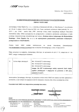 Zmiany treści SIWZ – 18.07.2016