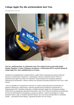 Usługa Apple Pay dla użytkowników kart Visa